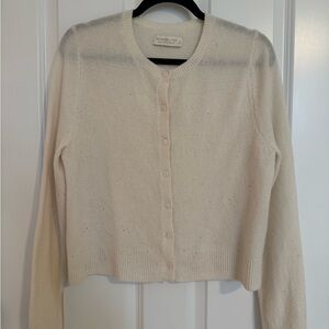 Abercrombie & Fitch Merino Wool-Blend Slim Crew Cardigan Ivory Size Large